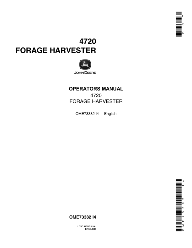 John Deere 4720 Forage Harvester Operator's Manual (OME73382)