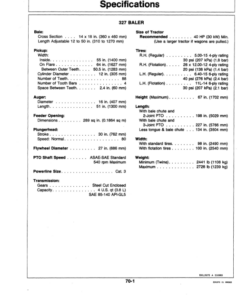 Alternative view of John Deere 327, 337 Series Balers Operator's Manual (OME76107)