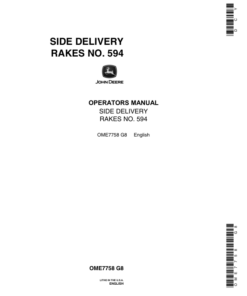 John Deere Side Delivery Rakes No. 594 Operator's Manual (OME7758)
