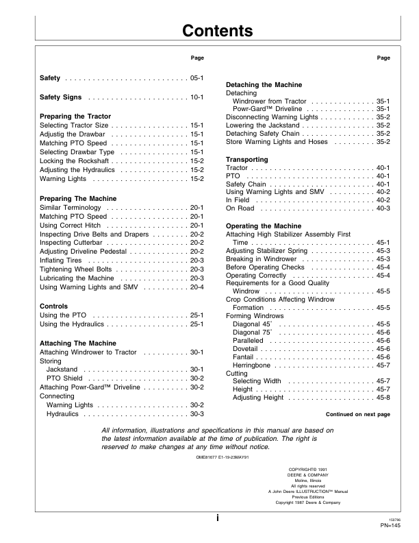 John Deere 590 Pull-Type Windrower Operator's Manual (OME81677) - Image 2