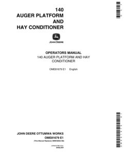 John Deere 140 Windrower Platform With Hay Conditioner Operator's Manual (OME81679)