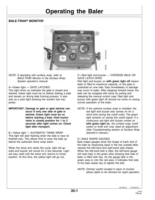 John Deere 435, 535 Round Balers (OM for Surface Wrap System sold separate) (See OME87620 for information on Surface Wrap) Operator's Manual (OME82417) - Image 3