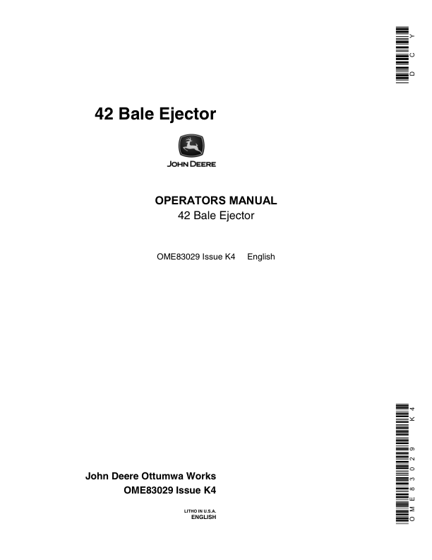 John Deere 42 Bale Ejector Operator's Manual (OME83029)
