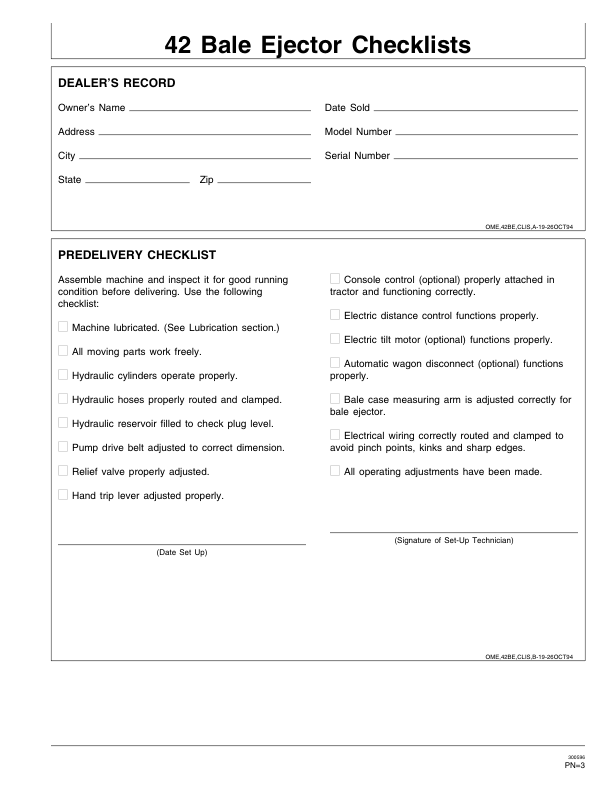 John Deere 42 Bale Ejector Operator's Manual (OME83029) - Image 2