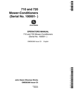 John Deere 710, 720 Mower Conditioners Operator's Manual (OME85380)