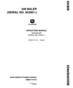 John Deere 348 Square Balers Operator's Manual (OME87175)