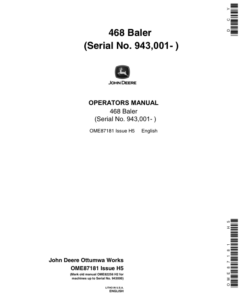 John Deere 468 Baler Operator's Manual (OME87181)