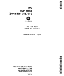 John Deere 700 Twin Rake (756701-) Operator's Manual (OME87587)