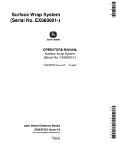 John Deere Surface Wrap System for 435, 535 Round Balers (880001-) Operator's Manual (OME87620)