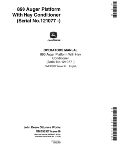 John Deere 890 Auger Platform With Hay Conditioner Operator's Manual (OME93357)