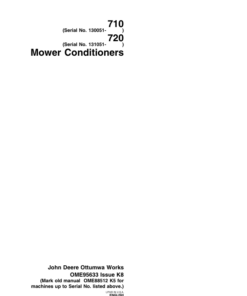 John Deere 710, 720 Mower Conditioners Operator's Manual (OME95633)