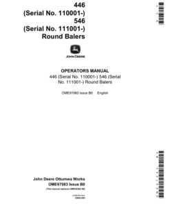 John Deere 446 (110001-), 546 (111001-) Round Balers Operator's Manual (OME97083)
