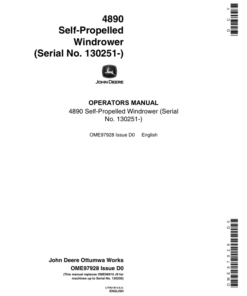 John Deere 4890 Self-Propelled Windrower Operator's Manual (OME97928)