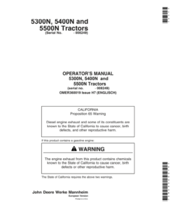 John Deere 5300N, 5400N & 5500N Tractors Operator's Manual (OMER360019)