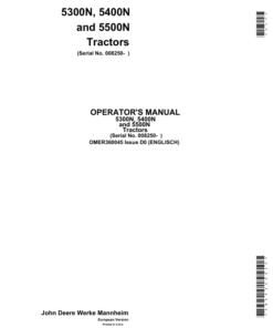 John Deere 5300N, 5400N & 5500N Tractors Operator's Manual (OMER360045)