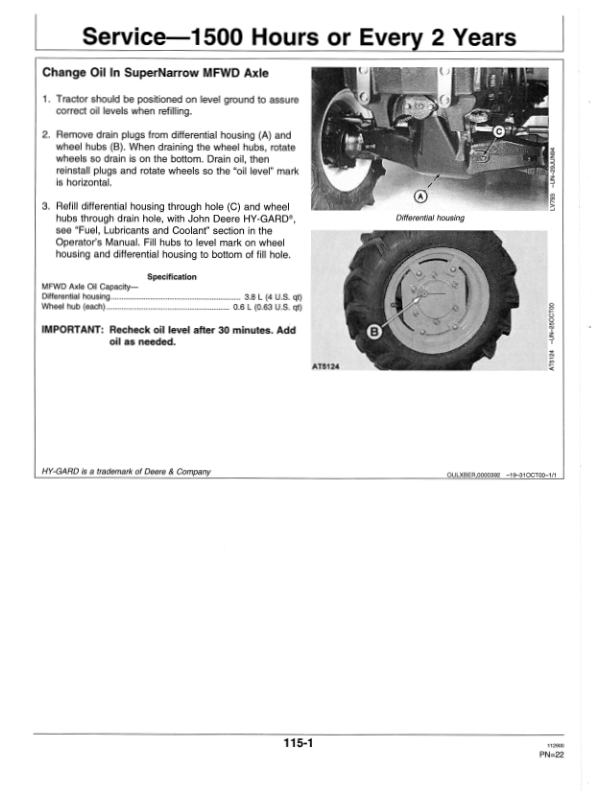 John Deere 5400N & 5500N Super Narrow Tractors (Manufactured in Mannheim ,Germany) Operator's Manual (OMER360095) - Image 2