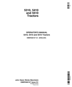 John Deere 5310, 5410, 5510 Tractors Operator's Manual (OMER360107)