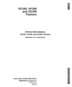 John Deere 5310N, 5410N & 5510N Tractors (Manufactured in Mannheim, Germany) Operator's Manual (OMER360119)