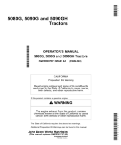 John Deere 5080G, 5090G & 5090GH Tractors Operator's Manual (OMER383787)