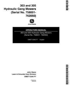 John Deere 303 & 305 Hydraulic Gang Mowers Operator's Manual (OMET13345)