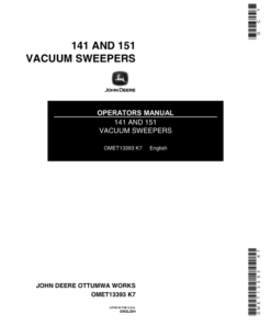 John Deere 141 & 151 Vacuum Sweepers Operator's Manual (OMET13393)