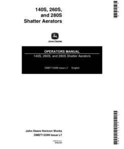 John Deere 140S, 260S, 280S Shatter Aerator Operator's Manual (OMET13399)