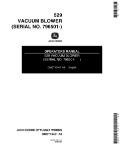 John Deere 529 Vacuum Blower Operator's Manual (OMET13401)