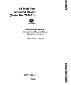 John Deere 86-Inch Reel Mounted Mower Operator's Manual (OMET14025)