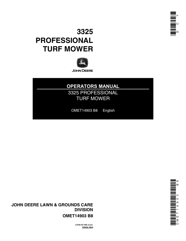 John Deere 3325 Professional Turf Mower Operator's Manual (OMET14903)