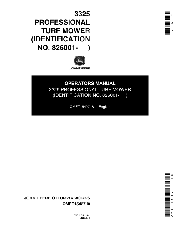 John Deere 3325 Professional Turf Mower Operator's Manual (OMET15427)