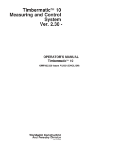John Deere TIMBERMATIC 10 Measuring Systems Operator's Manuals (OMF062329)