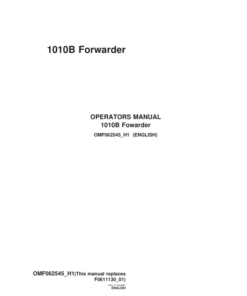 John Deere 1010B Forwarders Operator's Manuals (OMF062545)