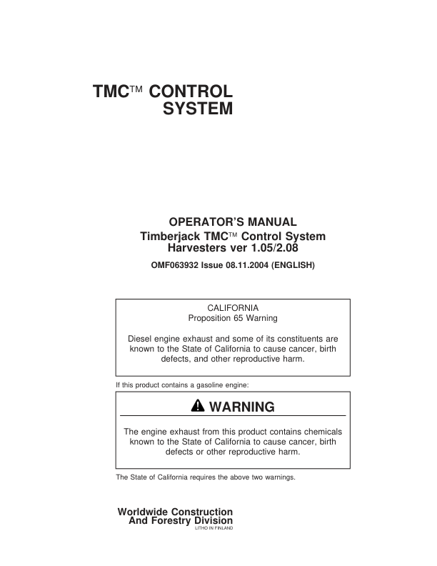 John Deere TMC Control Systems Operator's Manuals (OMF063932 VER 105 208)