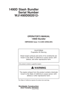 John Deere 1490D Energy Technology Operator's Manuals (OMF065582)