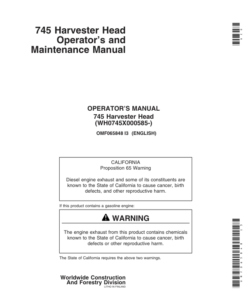 John Deere 745 Harvesting Heads Operator's Manuals (OMF065848)