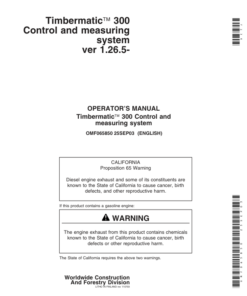 John Deere TIMBERMATIC 300 TIMBERJACK Measuring Systems Operator's Manuals (OMF065850)