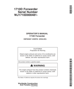 John Deere 1710D Forwarders Operator's Manuals (OMF065857)