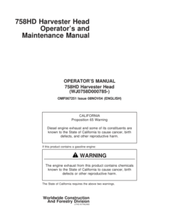 John Deere 758HD Harvesting Heads Operator's Manuals (OMF067251)