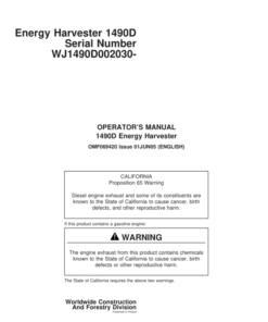 John Deere 1490D Energy Technology Operator's Manuals (OMF069420)
