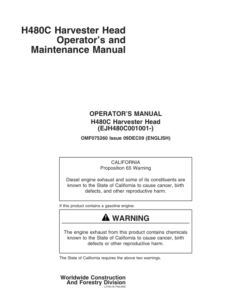 John Deere H480C Harvesting Heads Operator's Manuals (OMF075260)