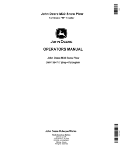 John Deere M30 Snow Plows Operator's Manuals (OMF13947)