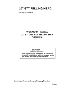 John Deere 22 INCH Felling Heads Operator's Manuals (OMF276738)