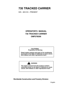 John Deere 735 Shovel Logger Operator's Manuals (OMF278356)