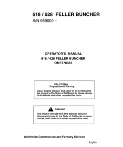 John Deere 628, 618 Tracked Feller Bunchers Operator's Manuals (OMF278388)