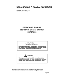 John Deere 480C, 450C, 380C Skidders Operator's Manuals (OMF278403)