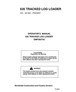 John Deere 635 Knuckleboom Loader Operator's Manuals (OMF283742)