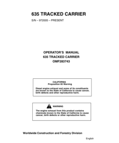John Deere 635 Knuckleboom Loader Operator's Manuals (OMF283743)