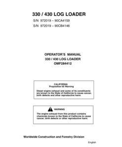 John Deere 430, 330 Knuckleboom Loader Operator's Manuals (OMF284412)