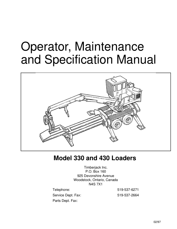 John Deere 430, 330 Knuckleboom Loader Operator's Manuals (OMF284412) - Image 2