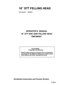 John Deere 18 INCH Felling Heads Operator's Manuals (OMF286567)